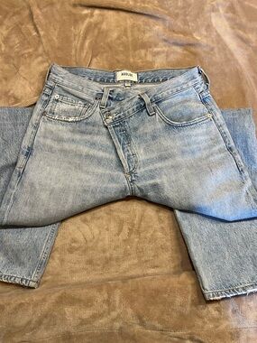 AGOLDE 'Criss Cross Jean' Light Wash Minimally Distressed Straight Leg Jean